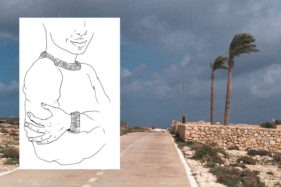 Juliette Seban – Lampedusa, dessin original – le père