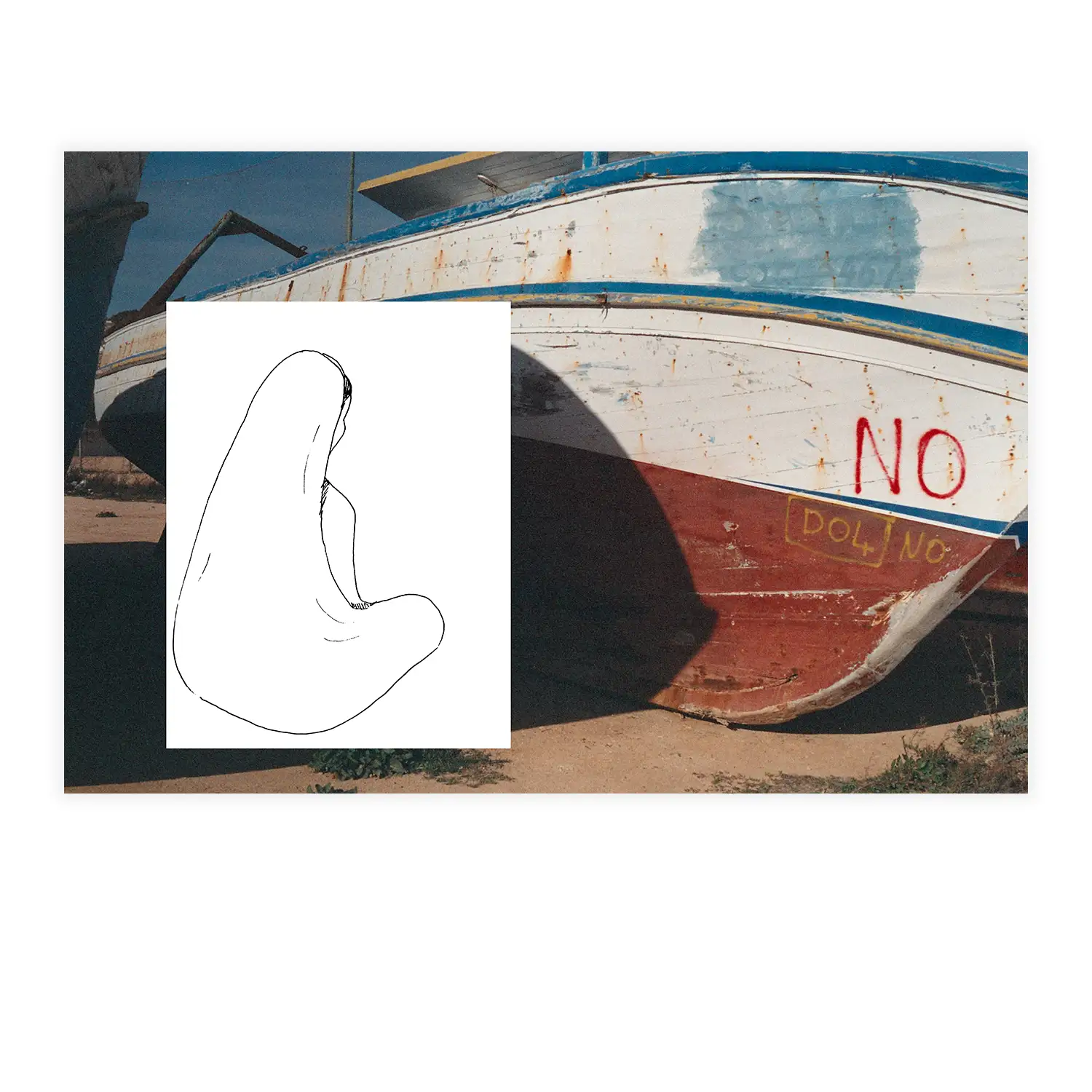 Juliette Seban – Lampedusa, dessin original – L'attente
